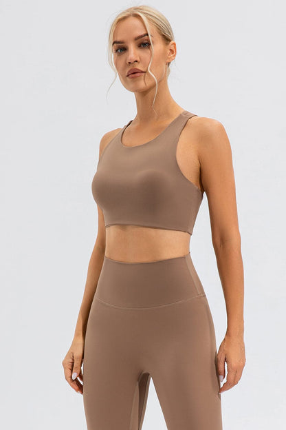 Round Neck Cutout Cropped Active Tank.