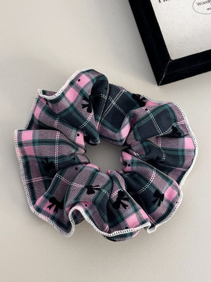 Chic plaid trio elastic hair scrunchies