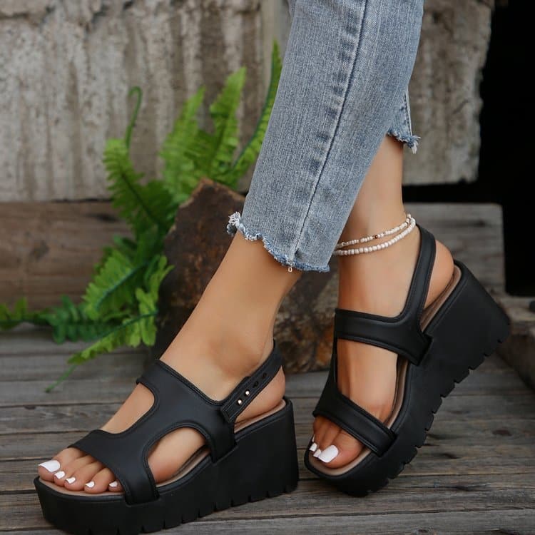 Open Toe Wedge Sandals.