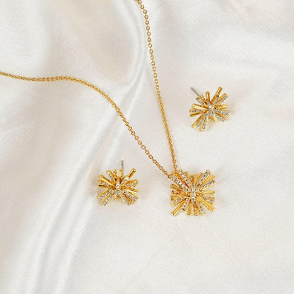 Starburst Gold-Plated Earrings and Necklace Set.