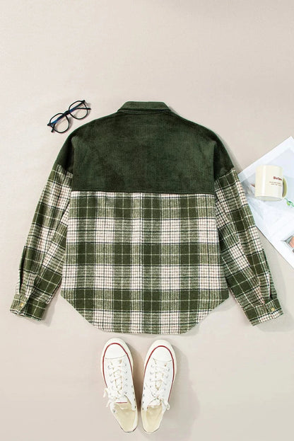 Plaid Button Up Long Sleeve Jacket.