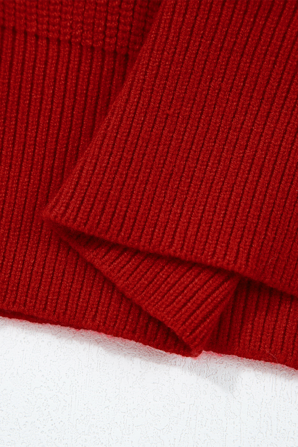 Racing Red Lantern Sleeve V Neck Knot Back Knit Sweater Dear-Lover Dropshipping