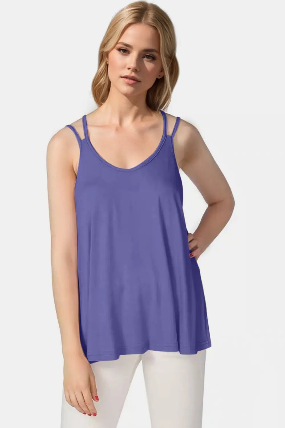 Basic Bae Bamboo Scoop Neck Double Spaghetti Straps Cami - Love Salve