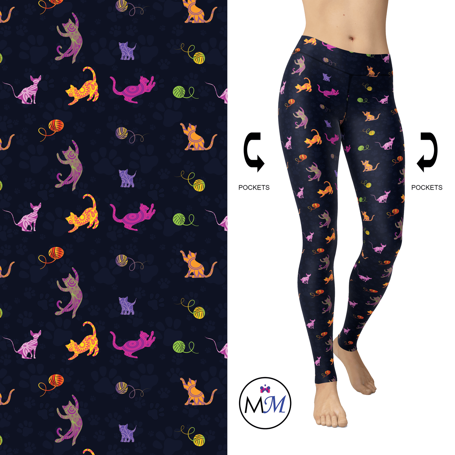 Paisley Kitty  Full Length Leggings MM