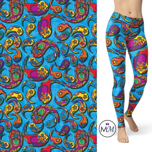 Paisley Blue Leggings with Pockets MM