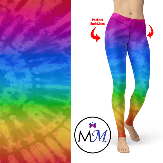 Rainbow Tie Dye Leggings with Pockets 2 MM