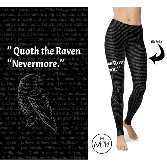 Raven Leggings Poe Leggings with Pockets Halloween Bird 0 MM