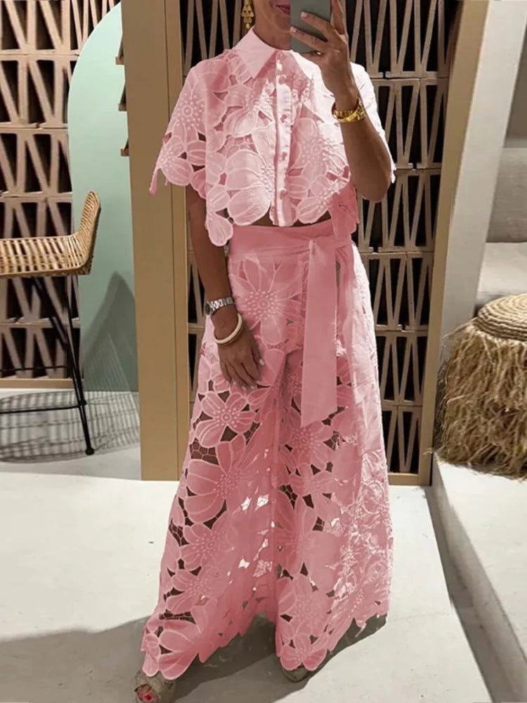 2 Piece Sets Womens Outfits Elegant Summer Cardigan Suit - Love Salve 