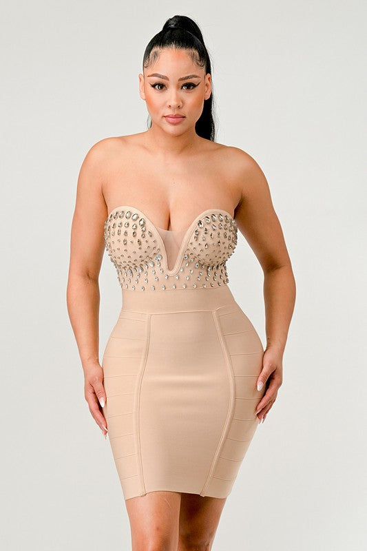 Betting on you casual embellished bandage dress Coco’s Tee Boutique