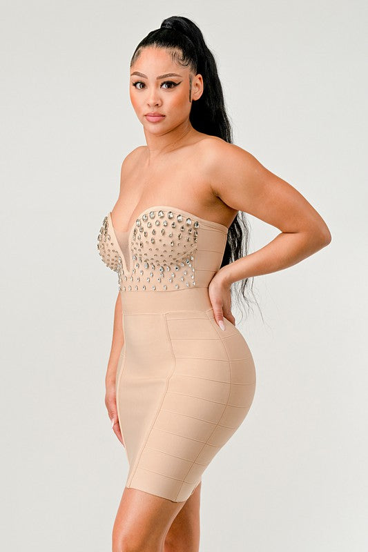 Betting on you casual embellished bandage dress Coco’s Tee Boutique