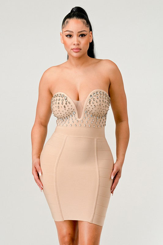 Betting on you casual embellished bandage dress Coco’s Tee Boutique