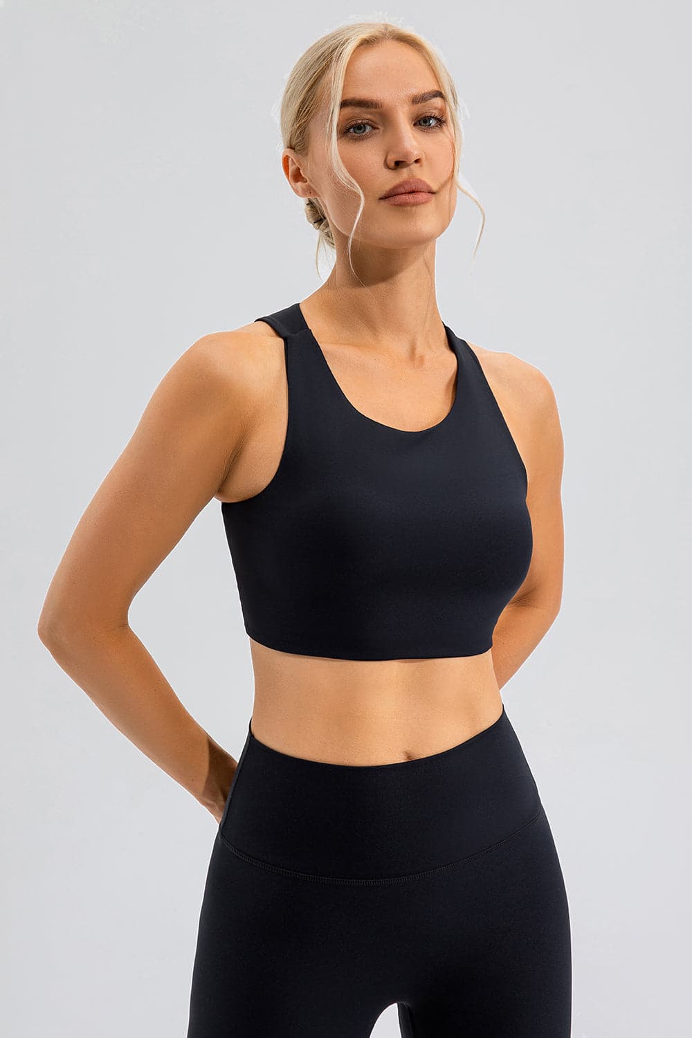 Round Neck Cutout Cropped Active Tank.