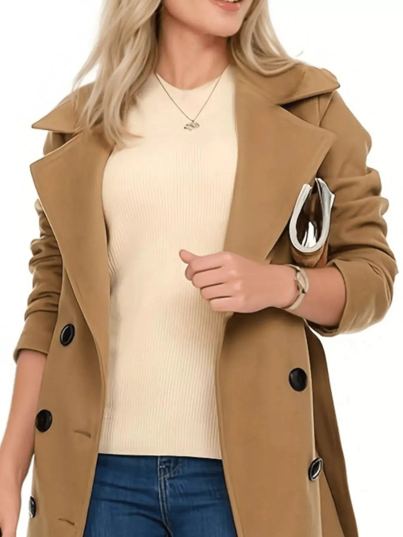 Double Breasted Long Sleeve Coat Simply Love