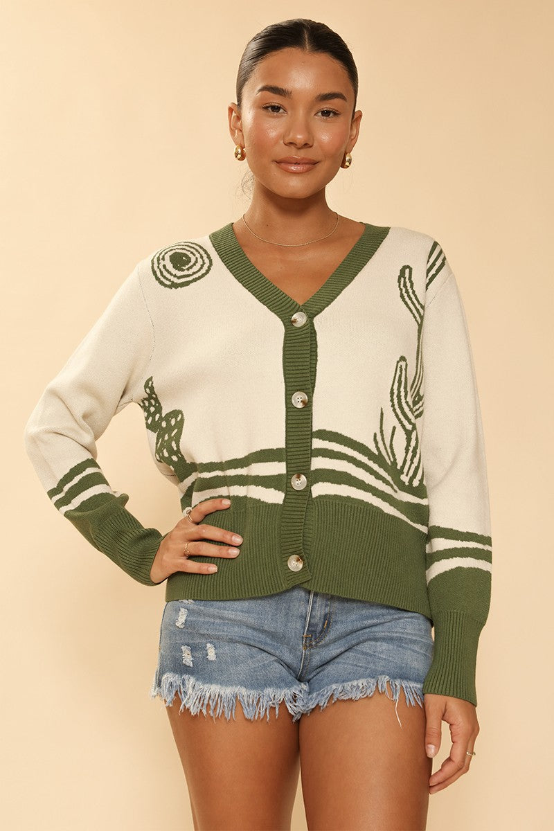Desert cactus knit cardigan Miss Sparkling