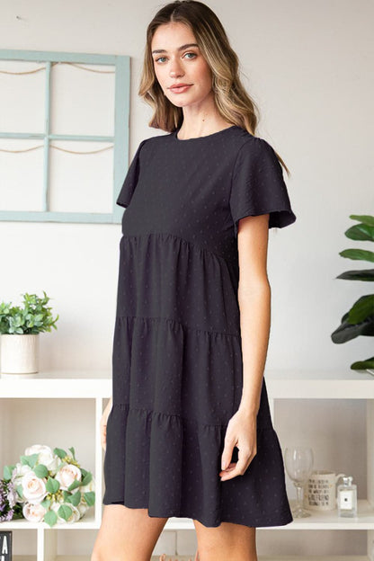 Heimish Swiss Dot Short Sleeve Tiered Dress.