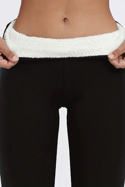 High Waist Wide Waistband Fleece Leggings.