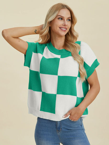 Chic Checkered Sweater - Plus Size