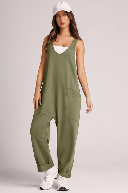 Wide Strap Jumpsuit with Pockets.