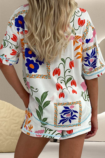 Printed Button Up Half Sleeve Top and Shorts Set.