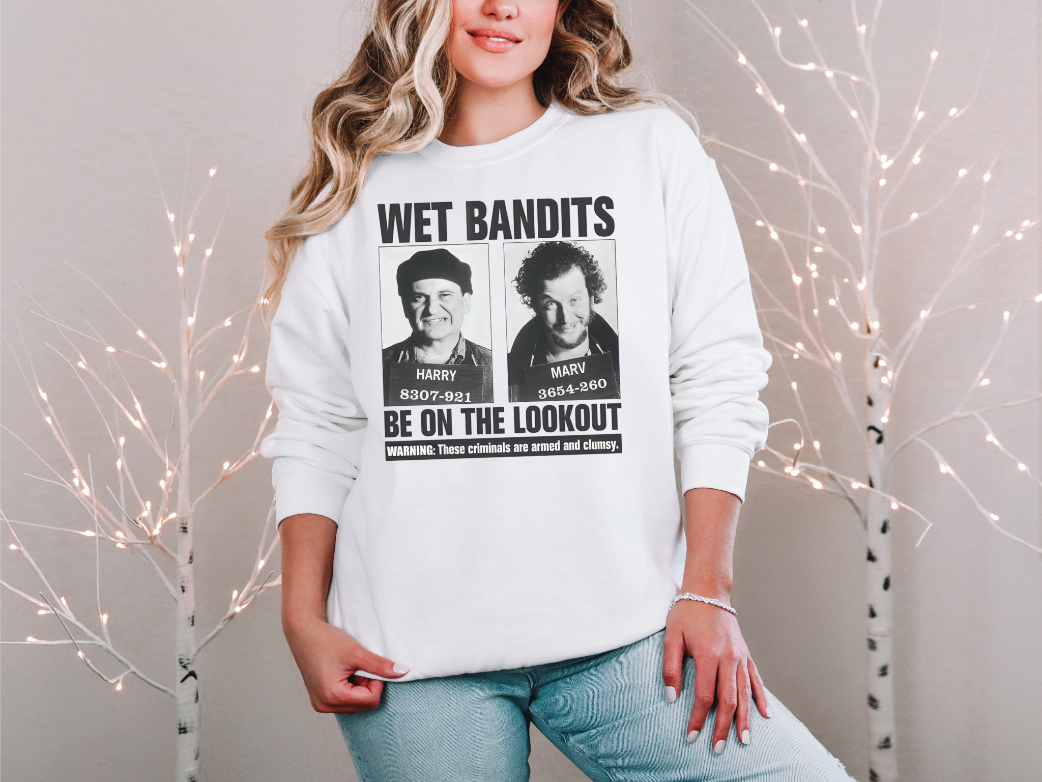 Wet Bandits Home Alone Christmas Sweatshirt With Mugshots Graphic Holiday Heist Edition Coco’s Tee Boutique