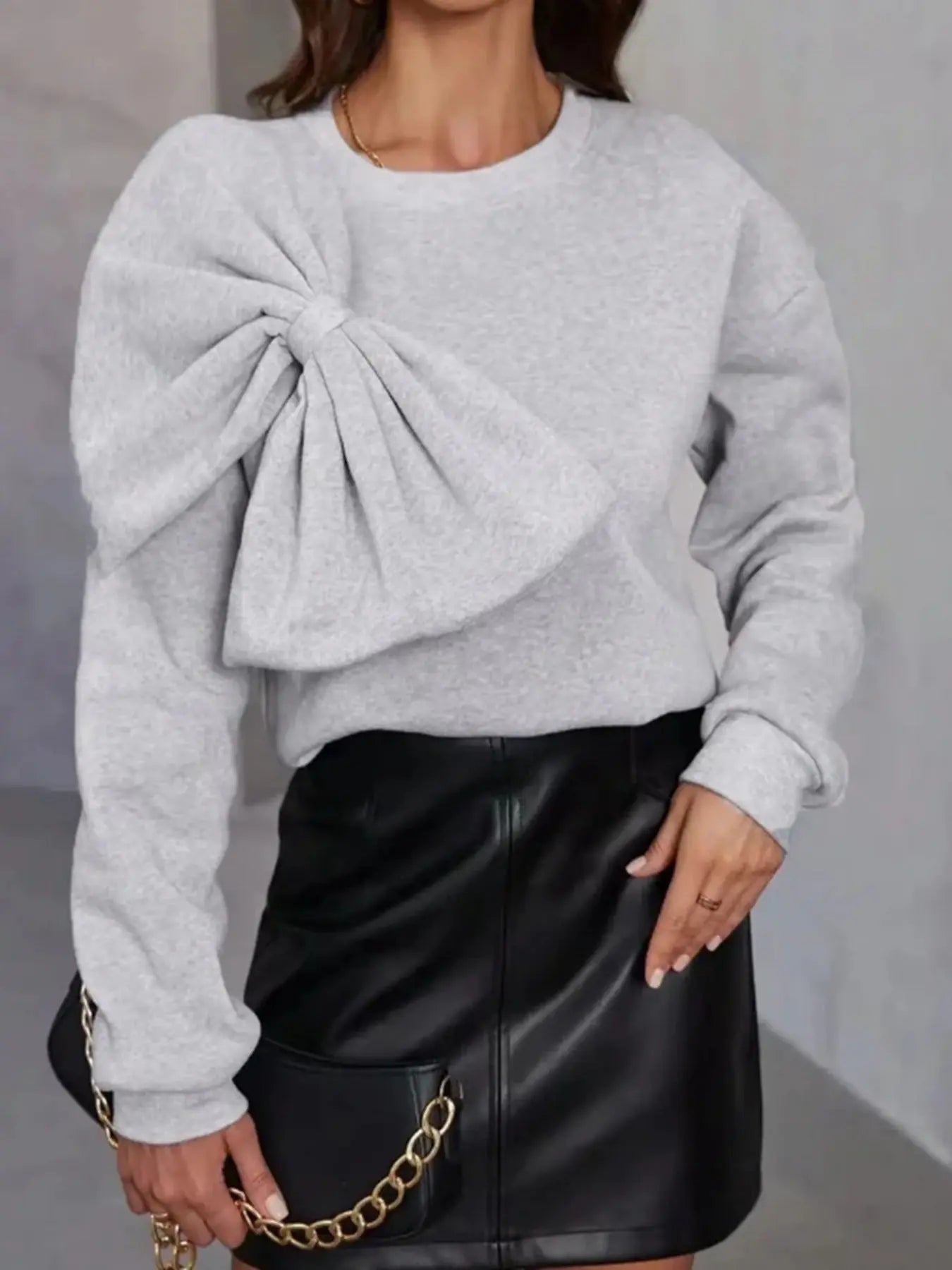 Oversized Bow Shoulder Sweater For Chic Feminine Style Miss Sparkling
