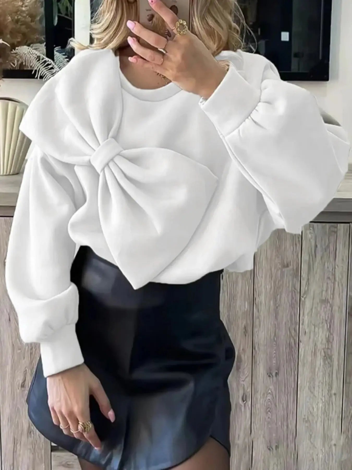 Oversized Bow Shoulder Sweater For Chic Feminine Style Miss Sparkling