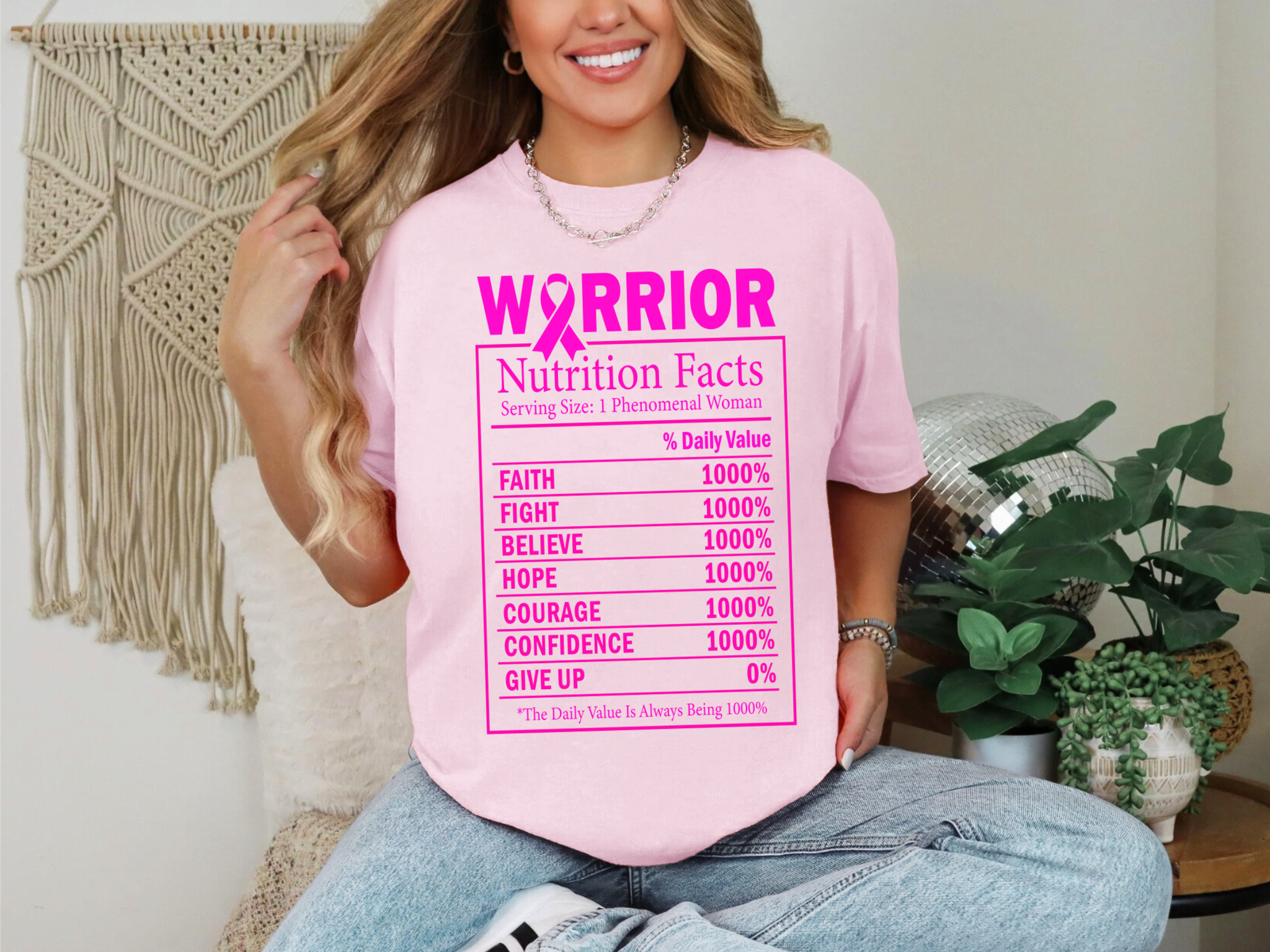 Warrior Nutrition Facts Tee Breast Cancer Awareness Faith Hope Courage Edition For Women Coco’s Tee Boutique