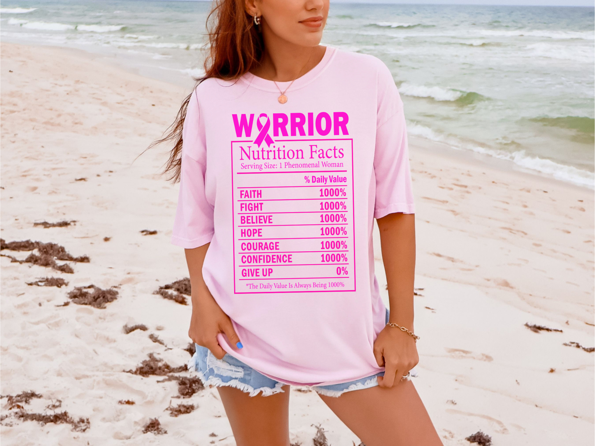 Warrior Nutrition Facts Tee Breast Cancer Awareness Faith Hope Courage Edition For Women Coco’s Tee Boutique