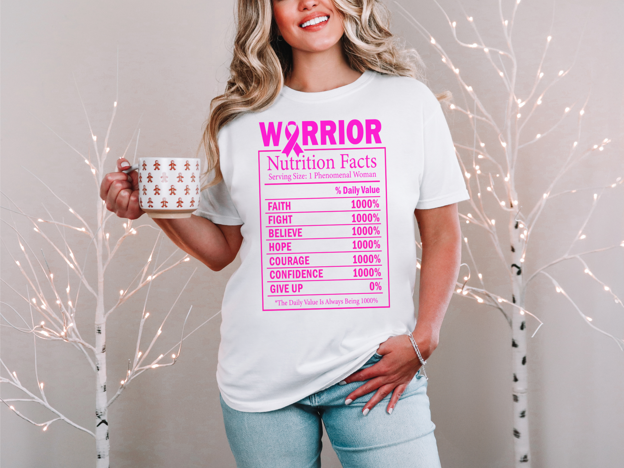 Warrior Nutrition Facts Tee Breast Cancer Awareness Faith Hope Courage Edition For Women Coco’s Tee Boutique