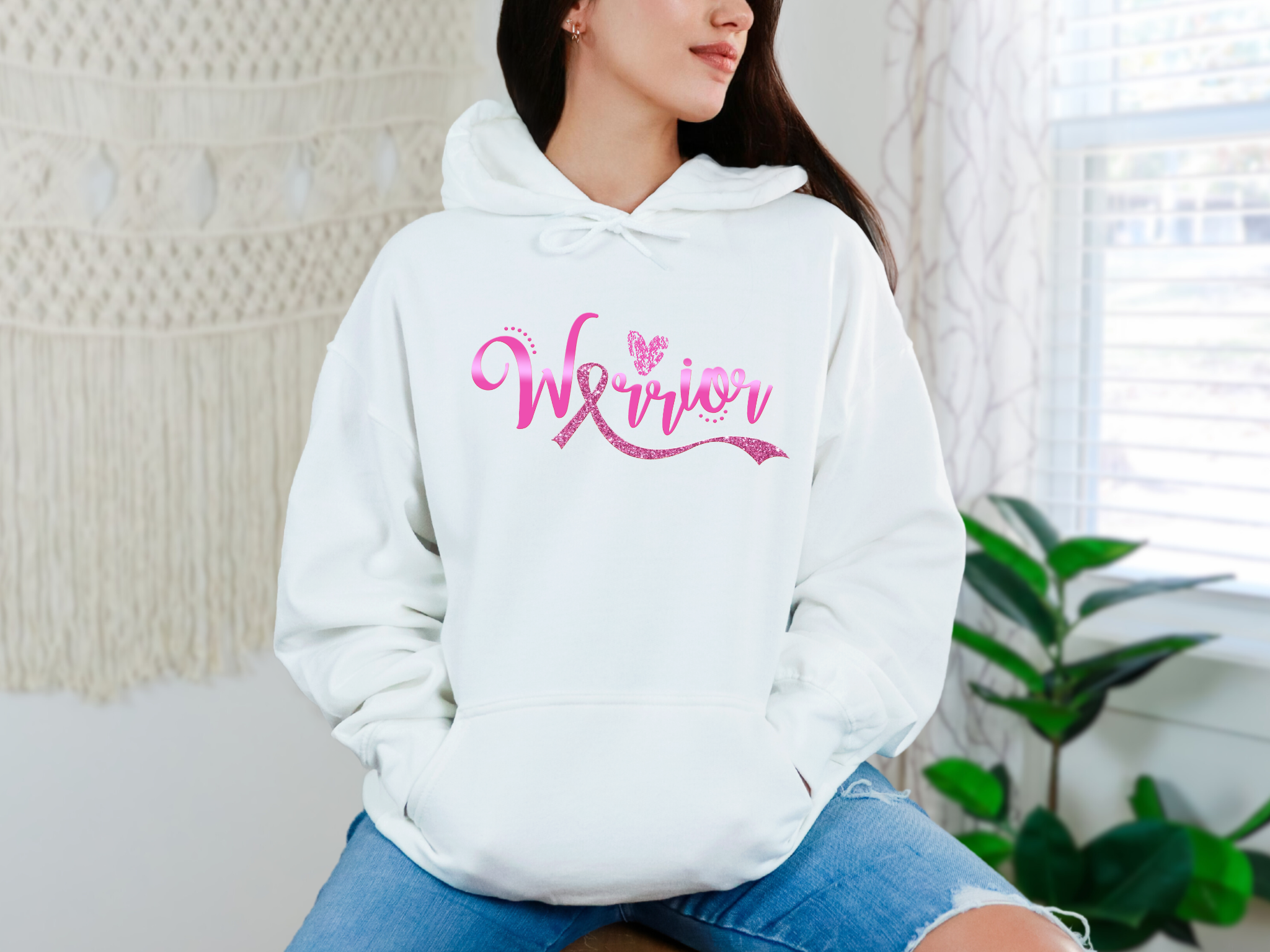 Warrior Breast Cancer Awareness Hoodie With Pink Ribbon Inspired Graphic Gildan 18500 Unisex S To 5XL Coco’s Tee Boutique