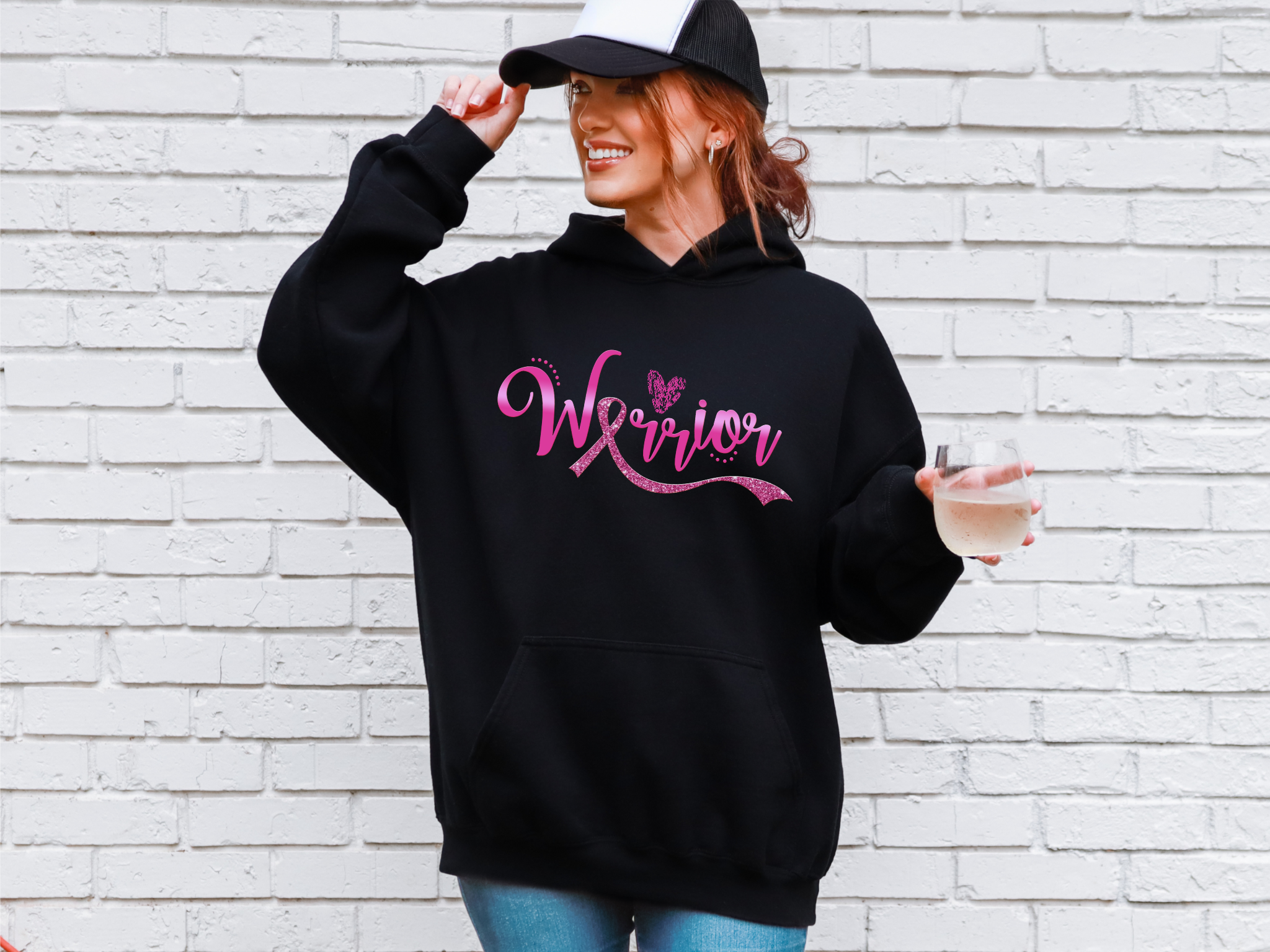 Warrior Breast Cancer Awareness Hoodie With Pink Ribbon Inspired Graphic Gildan 18500 Unisex S To 5XL Coco’s Tee Boutique
