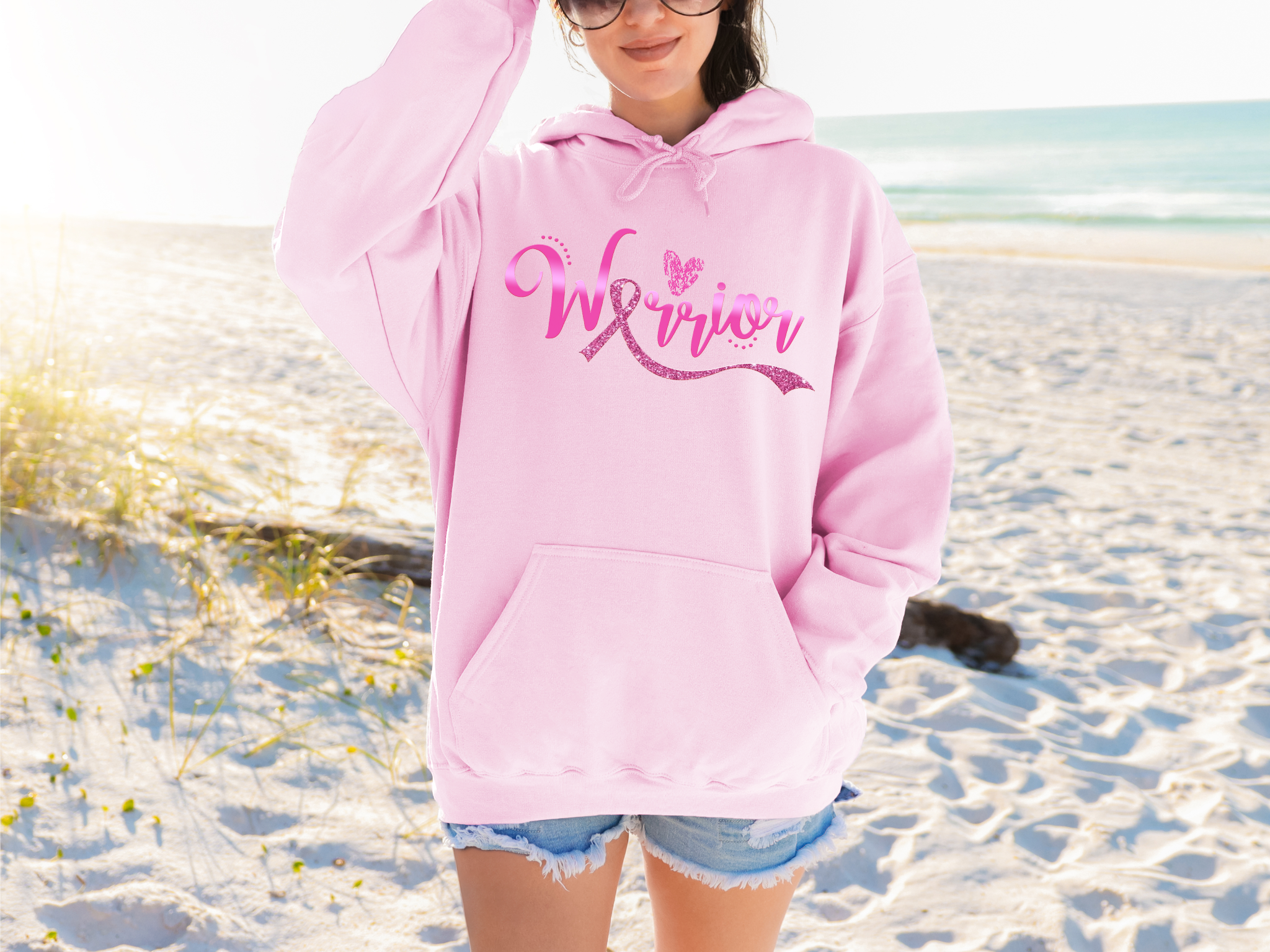 Warrior Breast Cancer Awareness Hoodie With Pink Ribbon Inspired Graphic Gildan 18500 Unisex S To 5XL Coco’s Tee Boutique