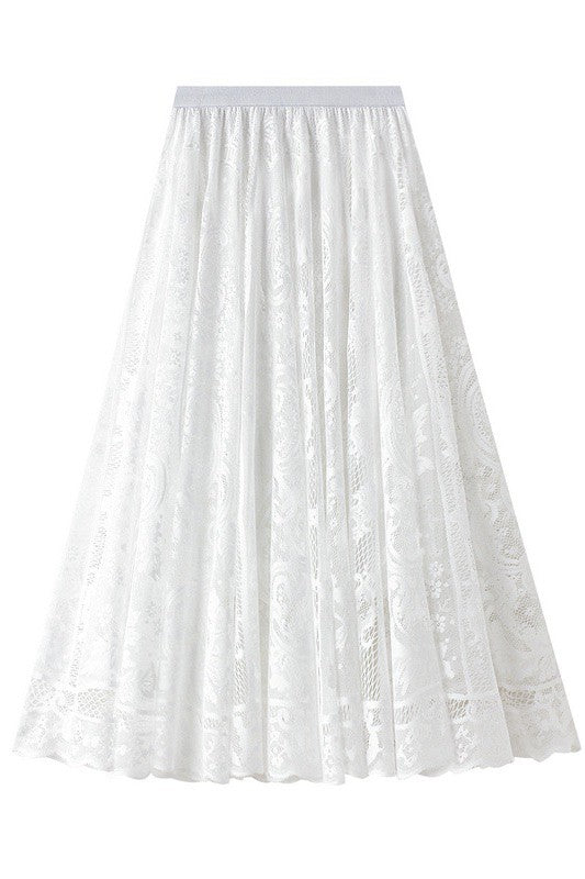 Lace chiffon midi skirt Miss Sparkling