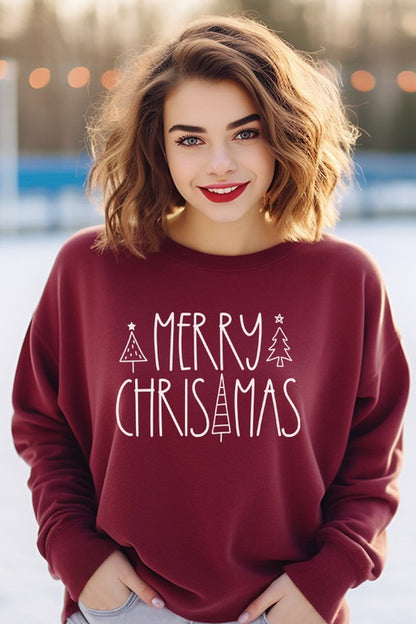 Merry Christmas Doodle Trees Sweatshirt