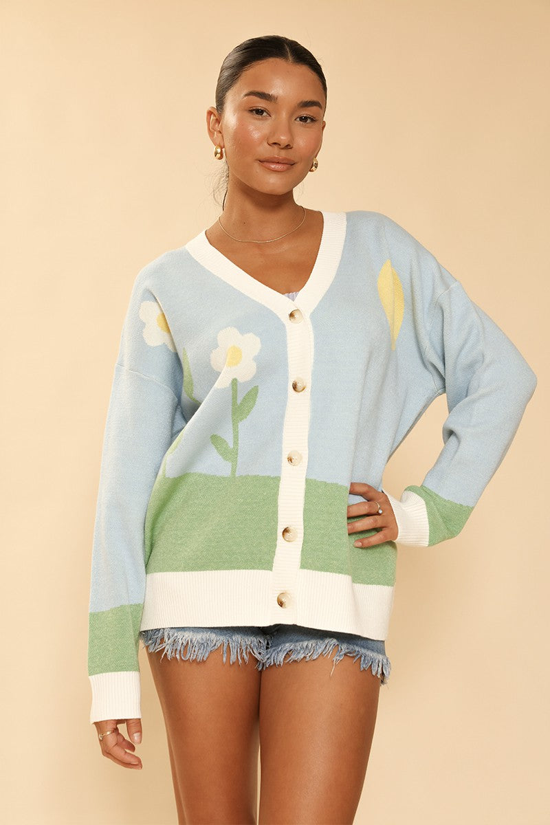 Flower field knit cardigan Miss Sparkling