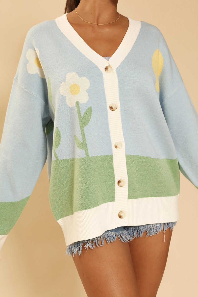 Flower field knit cardigan Miss Sparkling