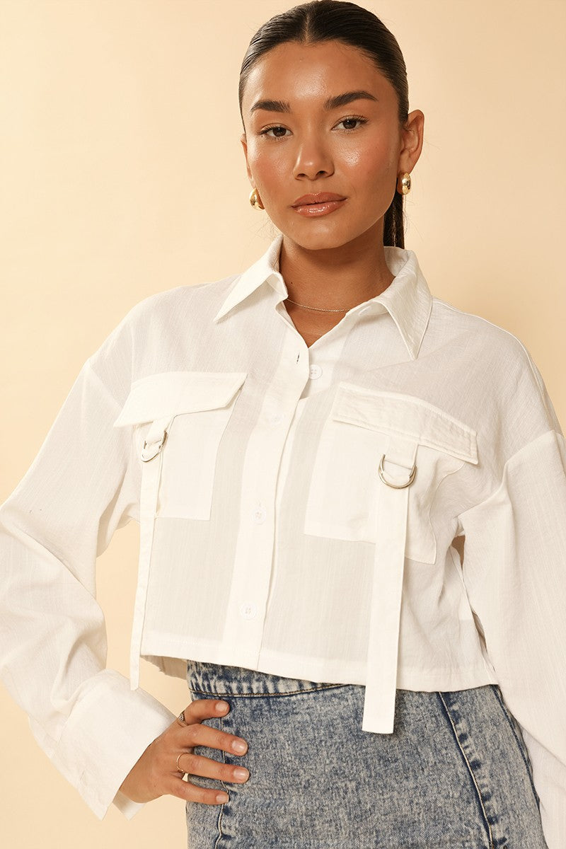 Cropped button front top Miss Sparkling