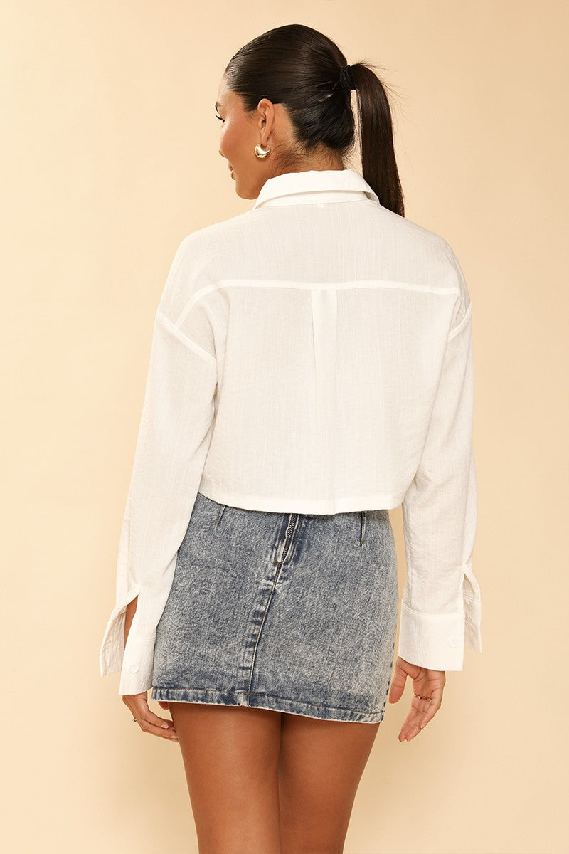 Cropped button front top Miss Sparkling