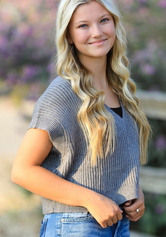 Cropped sleeveless ribbed vest Miss Sparkling