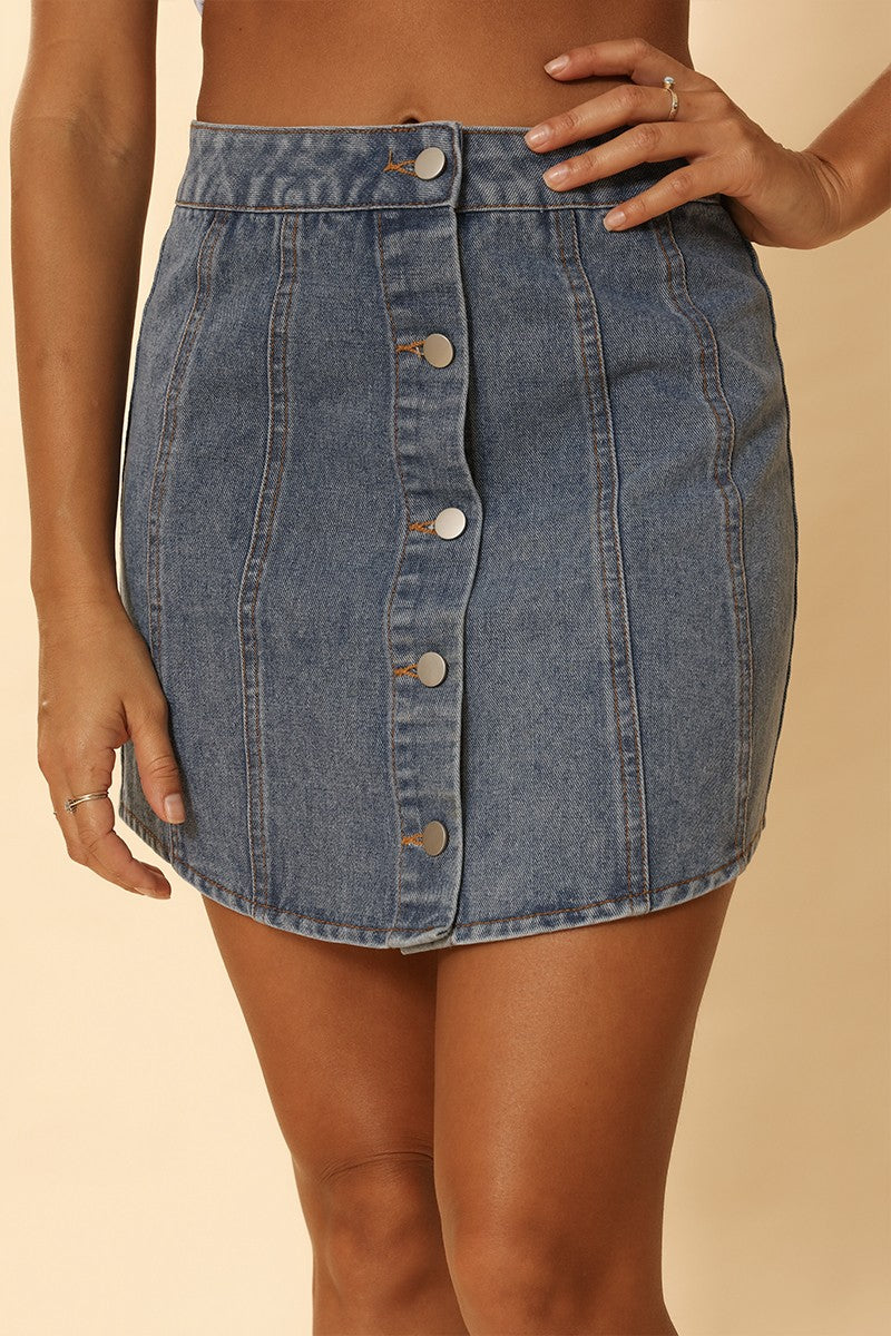 Rounded hem denim skirt Miss Sparkling