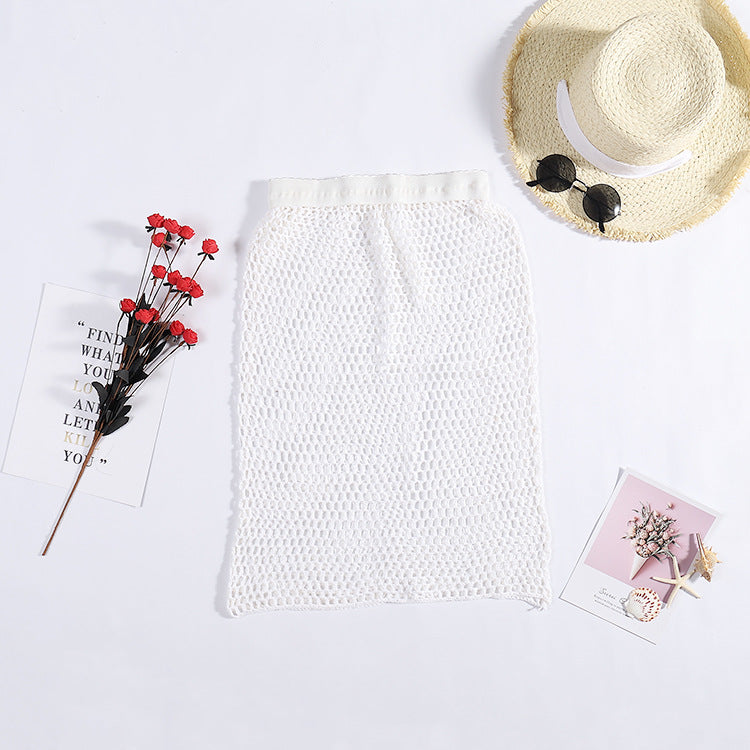 Dedicated Beach Skirt Women Summer Seaside Holiday Hand Crocheting Knitted Hollow Out Cutout Out Fishnet Bikini Skirt Crochet hook Bella Mia