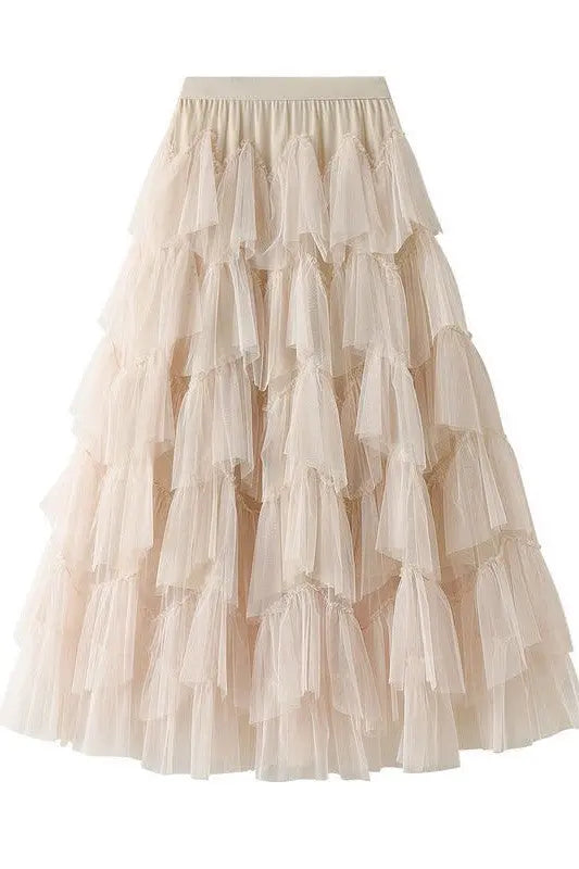 Tiered chiffon midi skirt Miss Sparkling