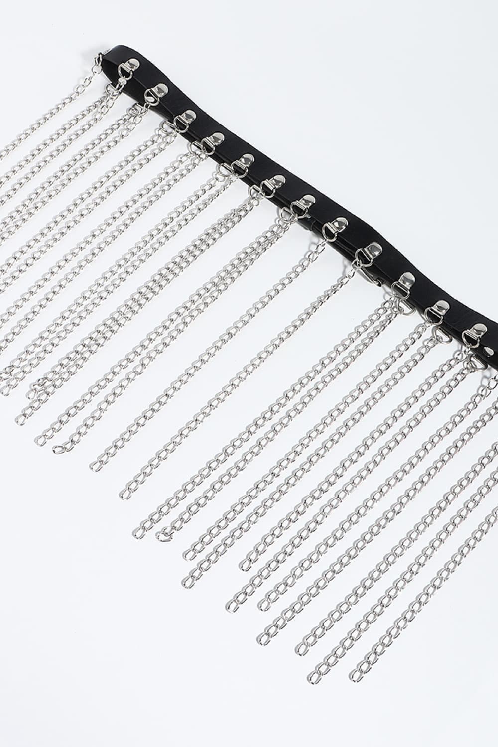 Fringed Chain PU Leather Belt.