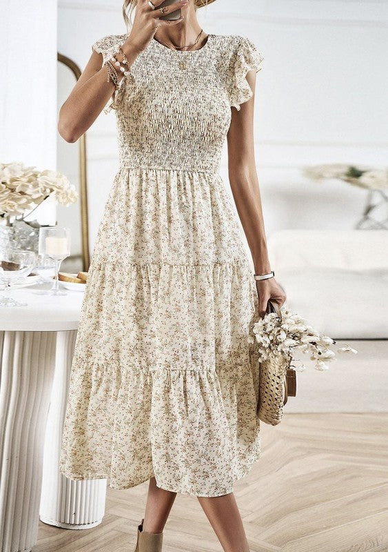 Miss Sparkling Floral Print Smocked Dress Miss Sparkling