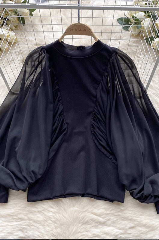 Puff mesh long sleeve top Miss Sparkling