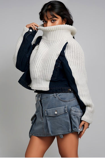 Denim and knit fusion jacket