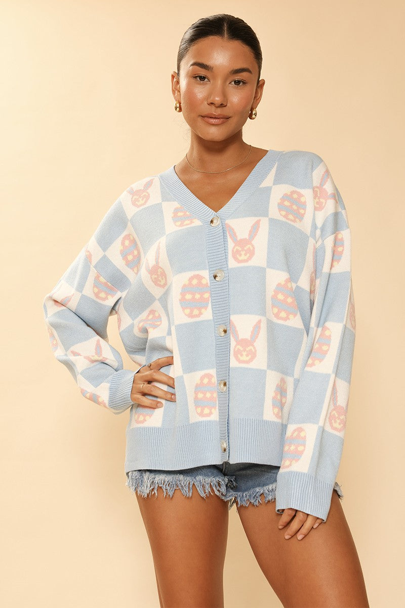 Easter bunny check cardigan Miss Sparkling