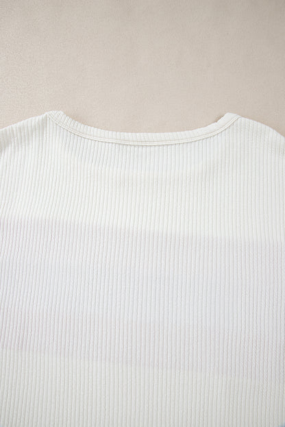 White knit drop sleeve top