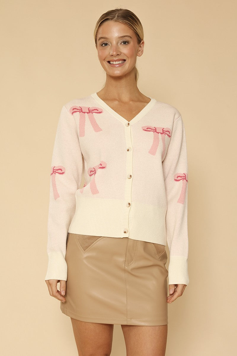 Cropped knit bow cardigan Miss Sparkling