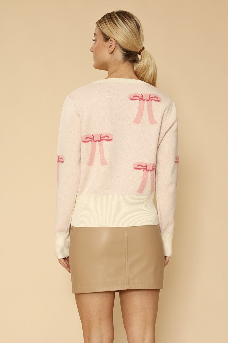 Cropped knit bow cardigan Miss Sparkling